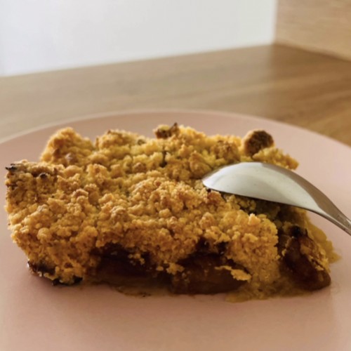 Recette de crumble aux pommes parfumé à la vanille bourbon sans gluten