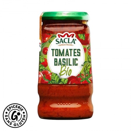 Sauces tomates et basilic sans et bio  de la marque Saclà