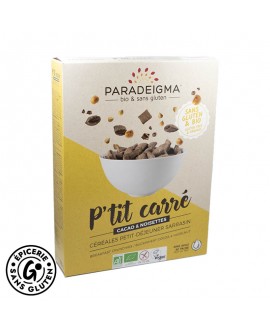 P'tit carré cacao noisettes sans gluten et bio de la marque Paradeigma / Aglina