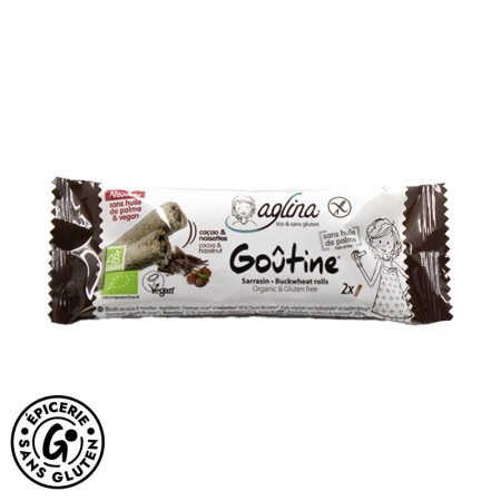 Snacking goûtine cacao et noisettes sans gluten et bio de la marque Paradeigma / Aglina