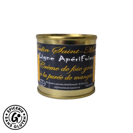 tartinable sans gluten : crème de foie gras de canard à la purée de mangue